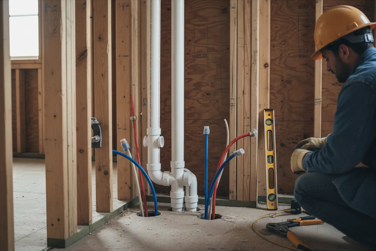 Drain and supply rough-in during Leak Detection in Garner